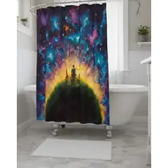 GENERICO - Juego de Cortina de Baño Tela Género + Forro Impermeable