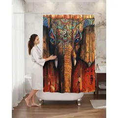 GENERICO - Juego de Cortina de Baño Tela Género + Forro Impermeable