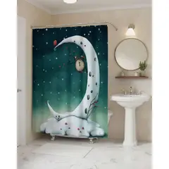 GENERICO - Juego de Cortina de Baño Tela Género + Forro Impermeable