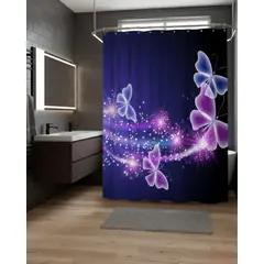 GENERICO - Juego de Cortina de Baño Tela Género + Forro Impermeable