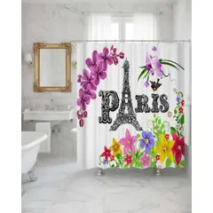 GENERICO - Juego de Cortina de Baño Tela Género + Forro Impermeable