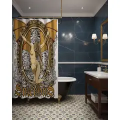 GENERICO - Juego de Cortina de Baño Tela Género + Forro Impermeable