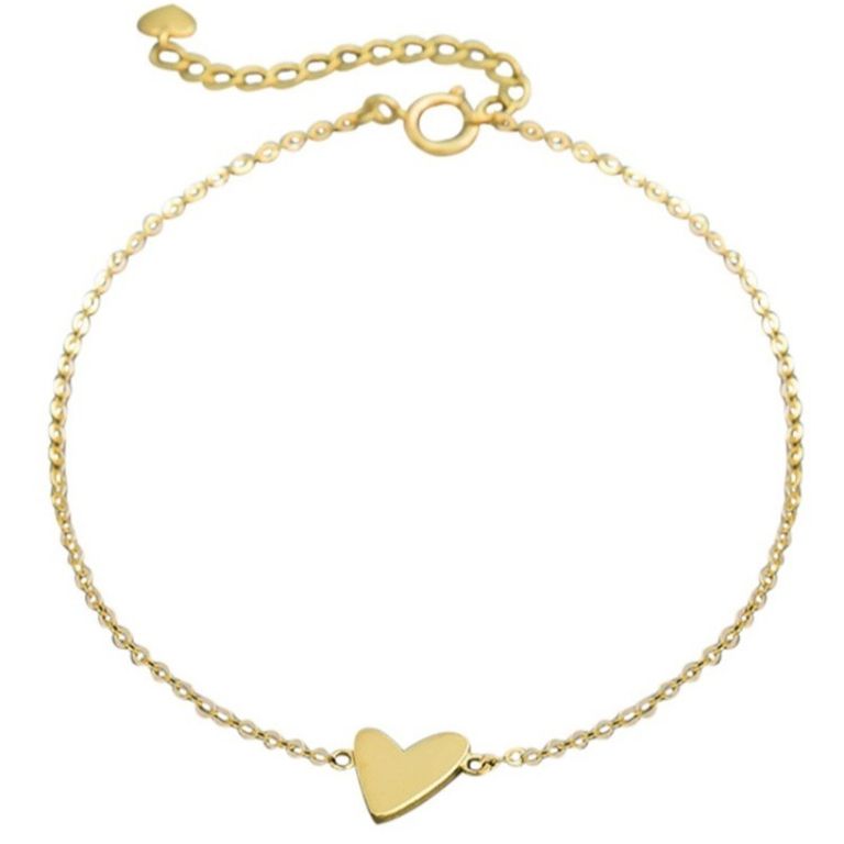 Pulsera Plata 925 Corazon Liso Dorado TALLA UNICA