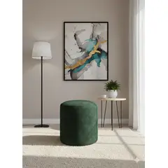 MUEBLES NEW - PUFF REDONDO VERDE FELPA