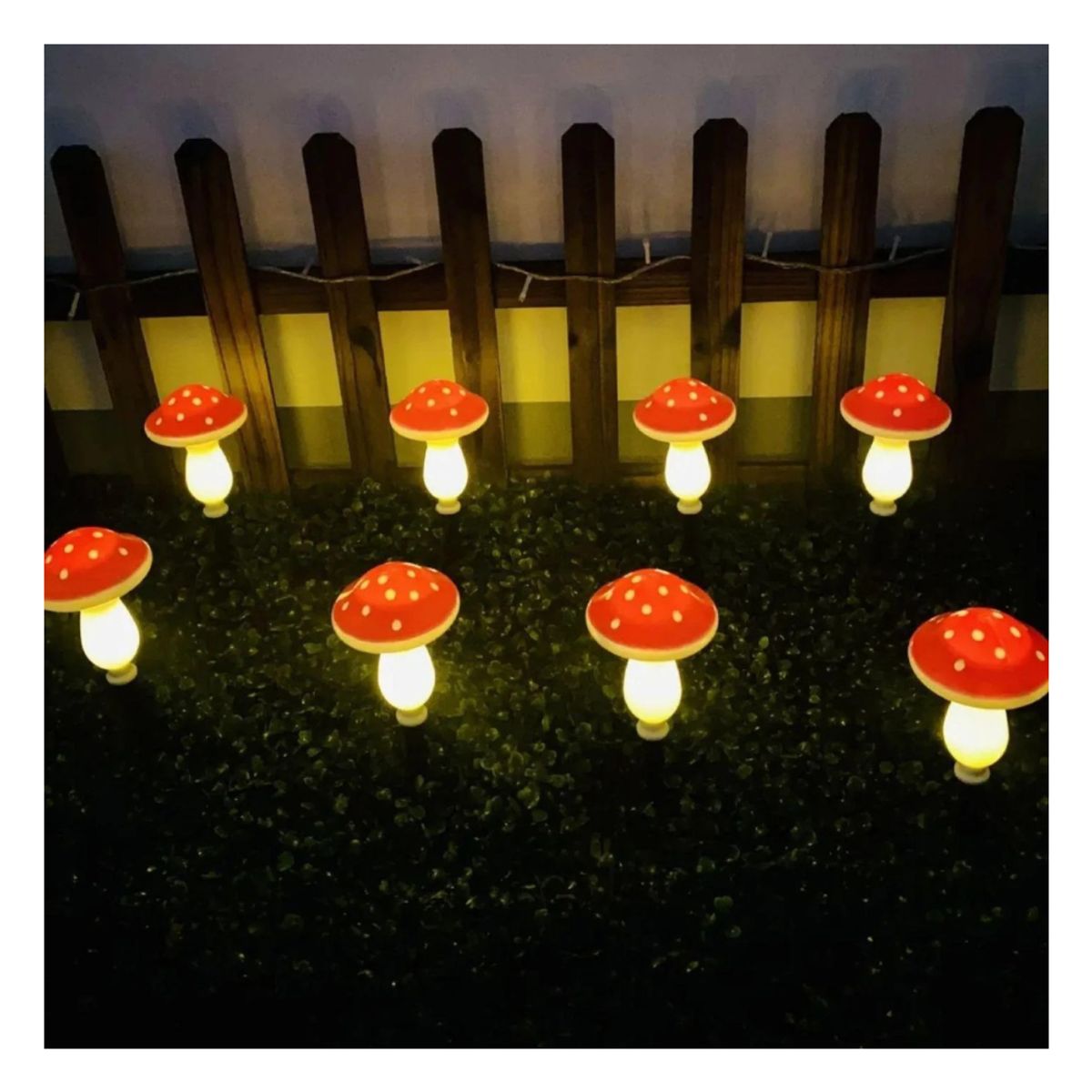 GENERICO - Estacas de Honguitos 12,5 m Solares - 20 Honguitos / Luz Cálida / IP65