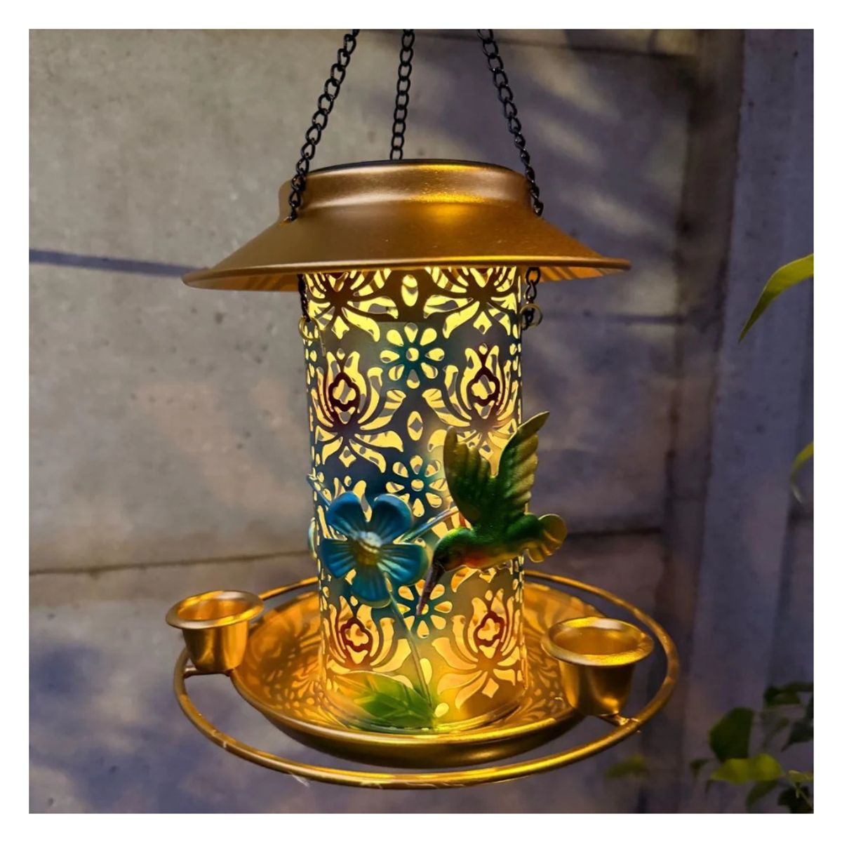 GENERICO - Comedero de Pájaros Solar - Luz Cálida  IP65  Metal