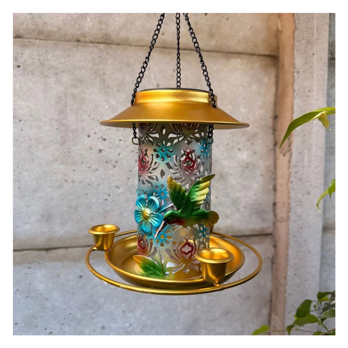 GENERICO - Comedero de Pájaros Solar - Luz Cálida  IP65  Metal