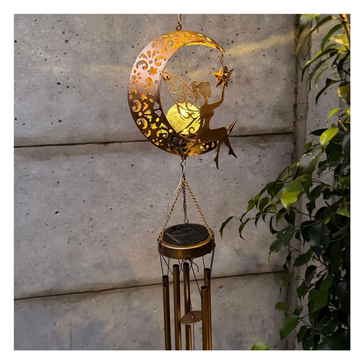 GENERICO - Colgante de Viento de Hada Solar - Luz Cálida  Metal  IP44