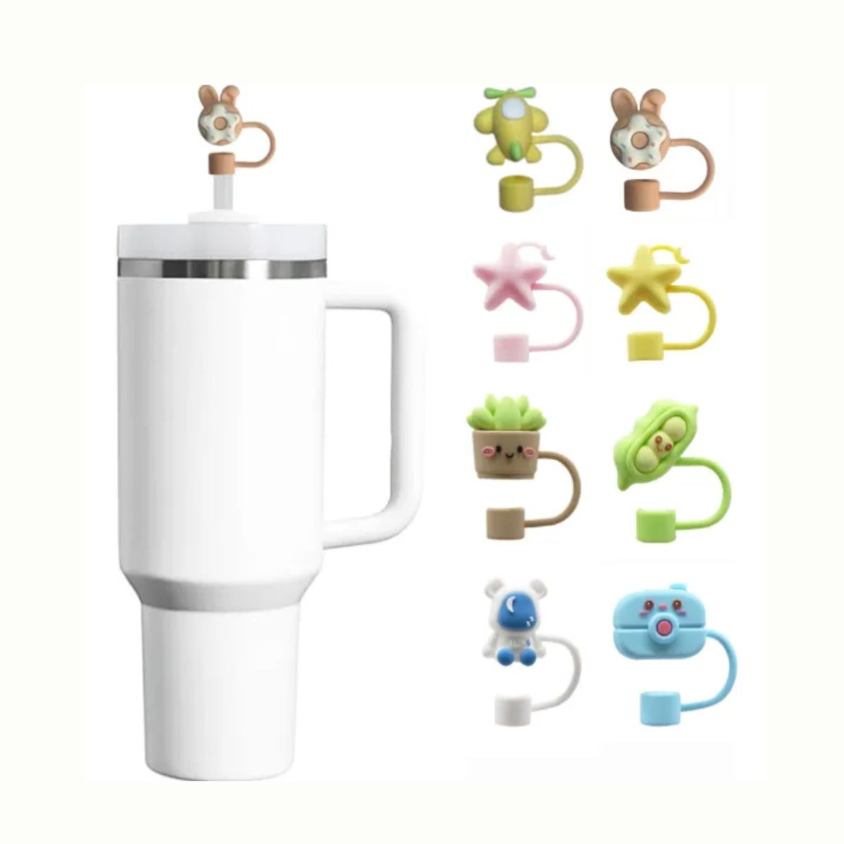 GENERICO - Pack 2 Tapas Antiderrame Figuras Para vaso térmico de 40 oz