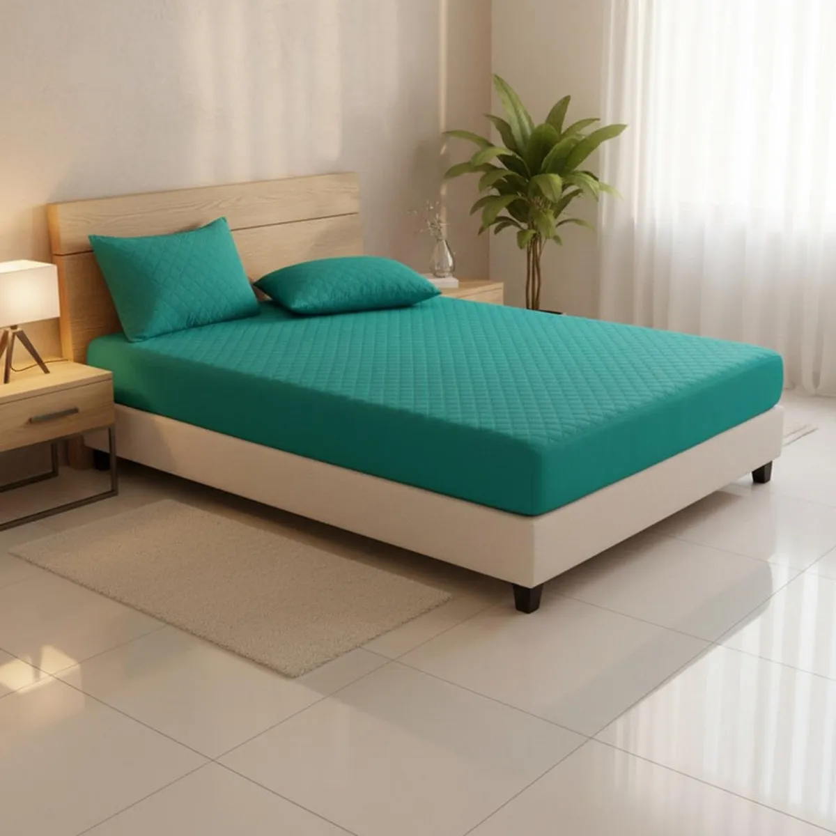 GENERICO - Funda Protectora Cubre Colchón King + 2 Fundas De Almohada - Turquesa - King