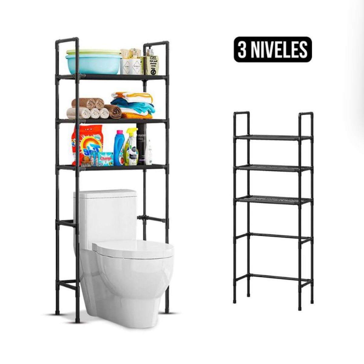 GENERICO - Estante Organizador Lavadora Rack 3 Niveles Para Baño 155cm