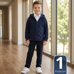 UTILISIMO - Polerón Escolar Polar Con Capucha Niño Unisex Azul 5 a 12 años