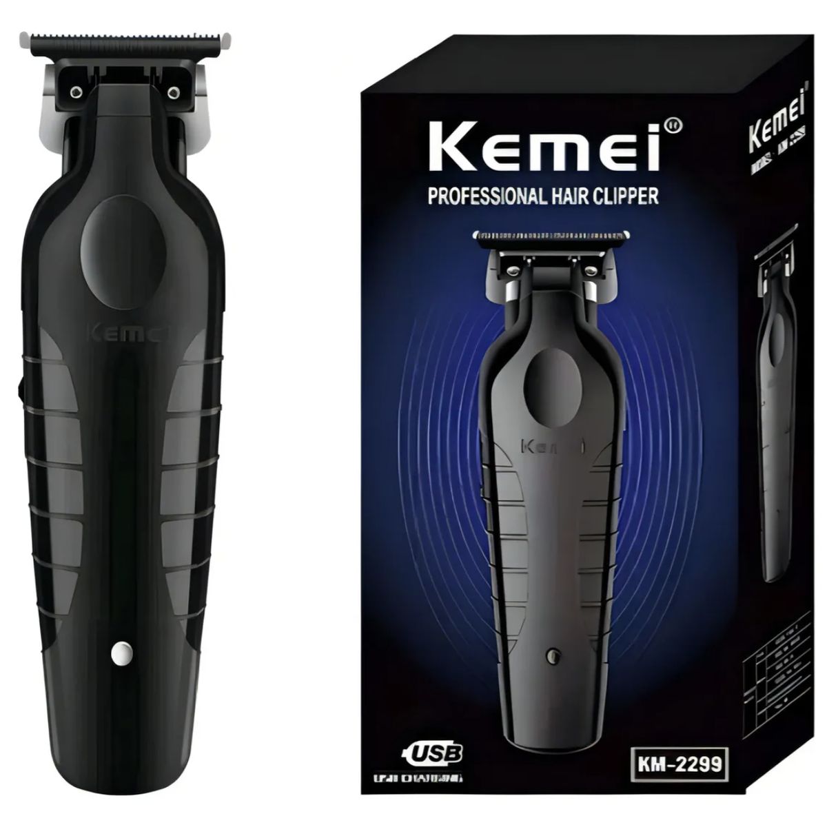 KEMEI - Cortadora De Cabello Patillera Trimmer Kemei Km-2299 Negro