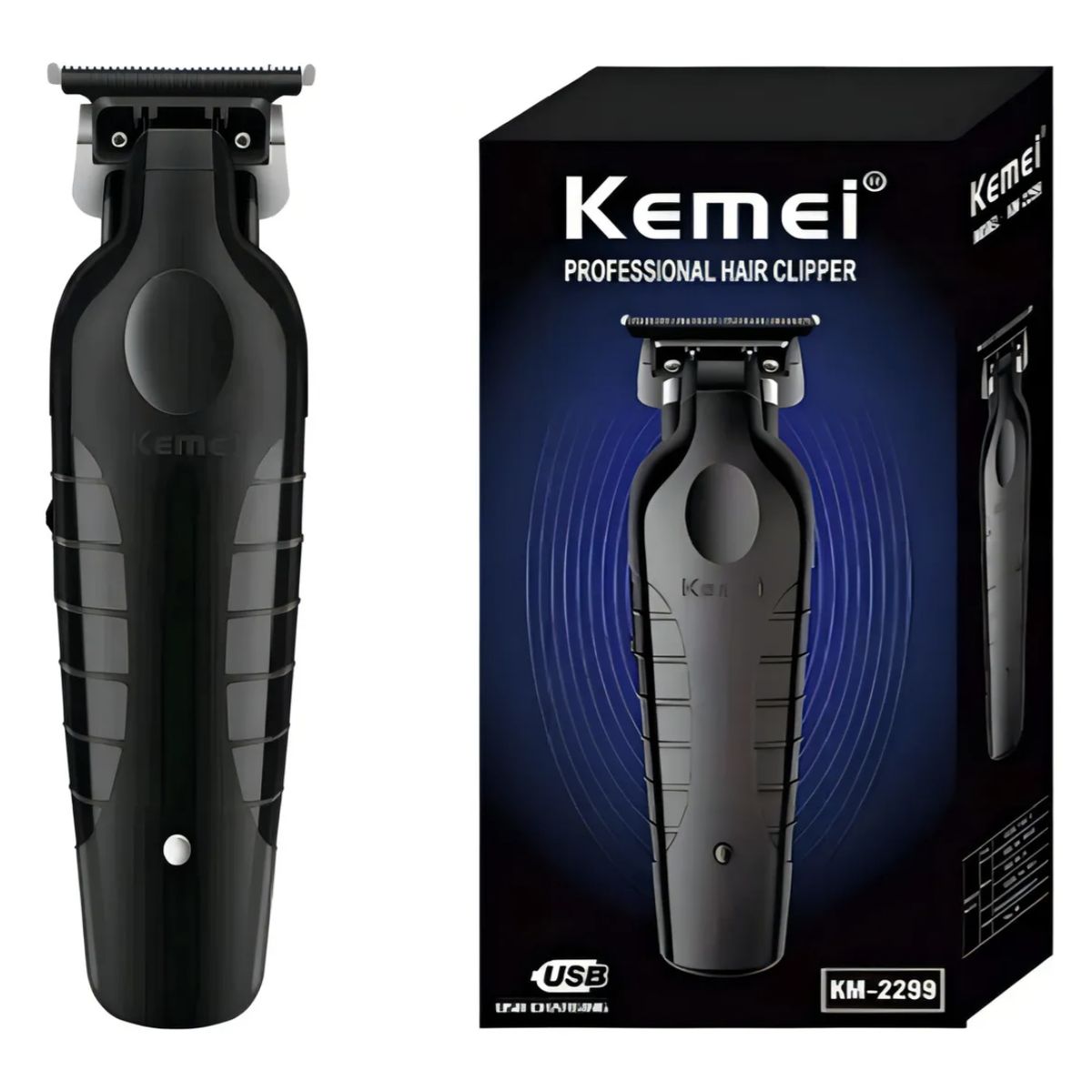 KEMEI - Cortadora De Cabello Patillera Trimmer Kemei Km-2299 Negro