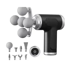 GENERICO - Pistola de Masaje Muscular Fascial DH-780 - 6 Velocidades + 10 Cabezales Intercambiables