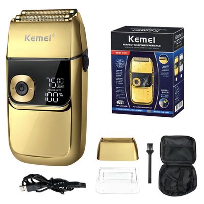 Imagen 2 del producto Afeitadora Inalámbrica KM-2028 Dorada Carga USB Metal Premium