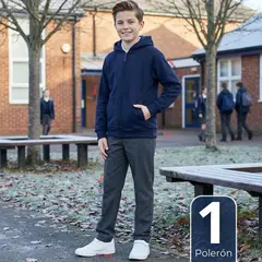 UTILISIMO - Polerón Escolar Polar Con Capucha Niño Unisex Azul 5 a 12 años