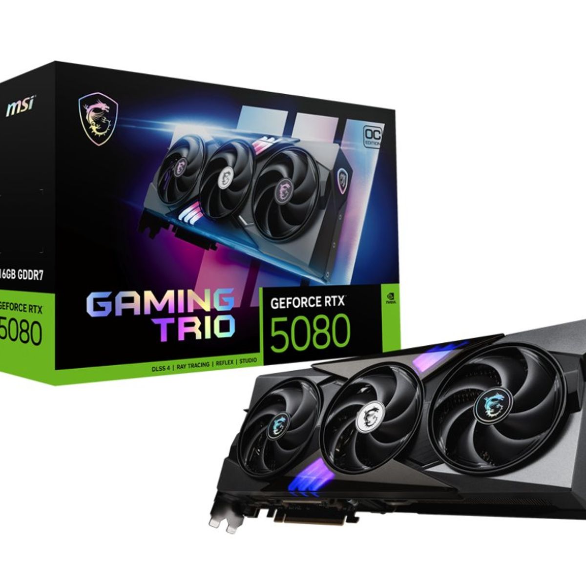 MSI - Tarjeta de Video MSI Nvidia GeForce RTX 5080 GAMING TRIO OC, 16GB GDDR7, 256-bit, PCI-e Gen 5