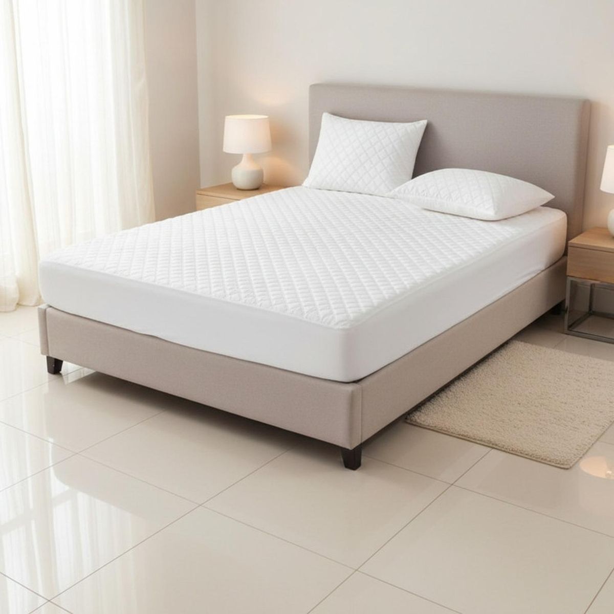 GENERICO - Cubre Colchón Protector De 2 Plazas + 2 Fundas De Almohada - Blanco - 2 Plazas