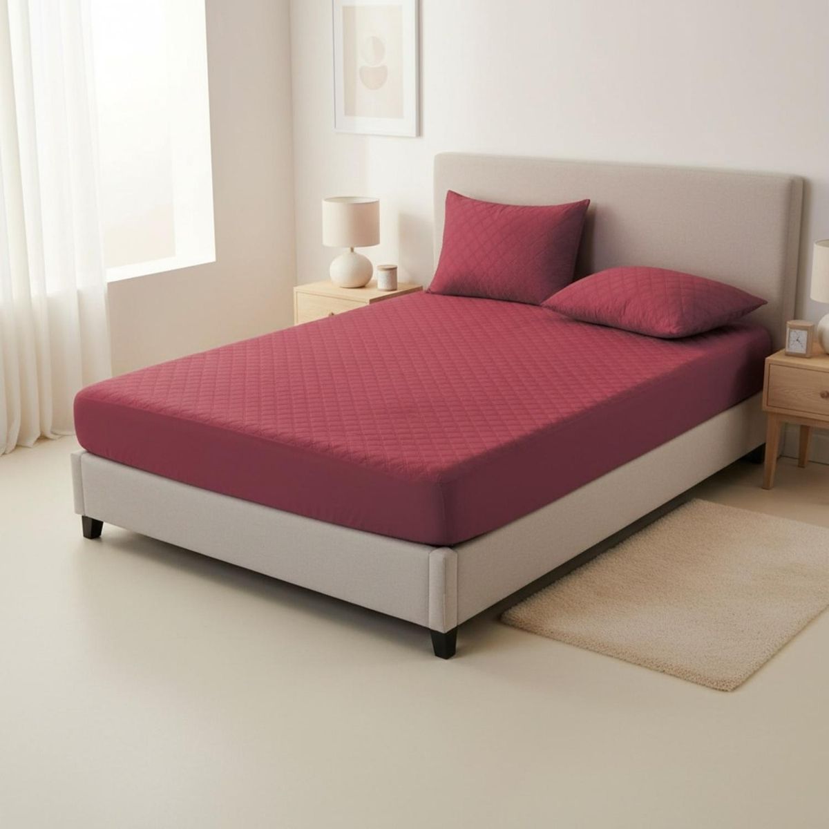 GENERICO - Cubre Colchón Protector De 1.5 Plazas + 1 Funda De Almohada - Cafe - 1,5 Plazas