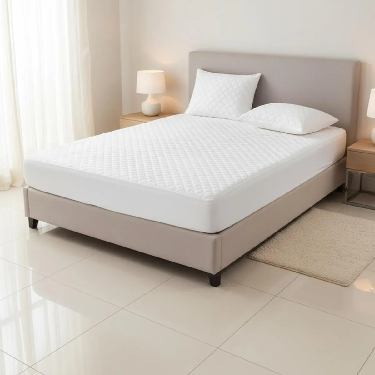 GENERICO - Cubre Colchón Protector De 1.5 Plazas + 1 Funda De Almohada - Blanco - 1,5 Plazas