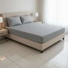 GENERICO - Cubre Colchón Protector De 2 Plazas + 2 Fundas De Almohada - Gris - 2 Plazas