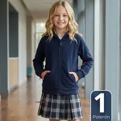UTILISIMO - Polerón Escolar Polar Con Capucha Niña Unisex Azul 5 a 12 años