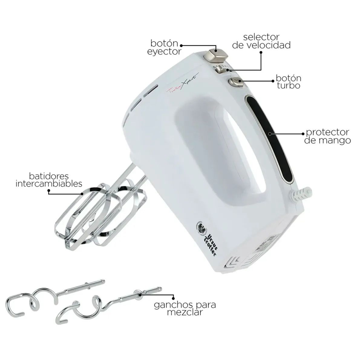 URSUS TROTTER - Batidora de Mano Turbo 5 Velocidades Blanco 60Hz 250W Certificada SEC