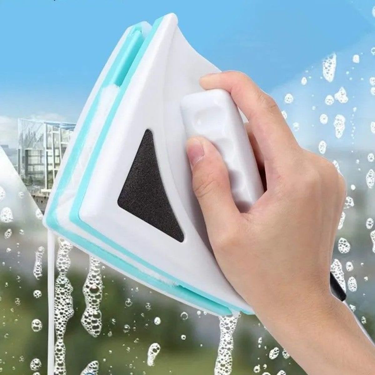MOVI - Limpia Vidrios Magnético Triangular Doble Cara para Ventanas