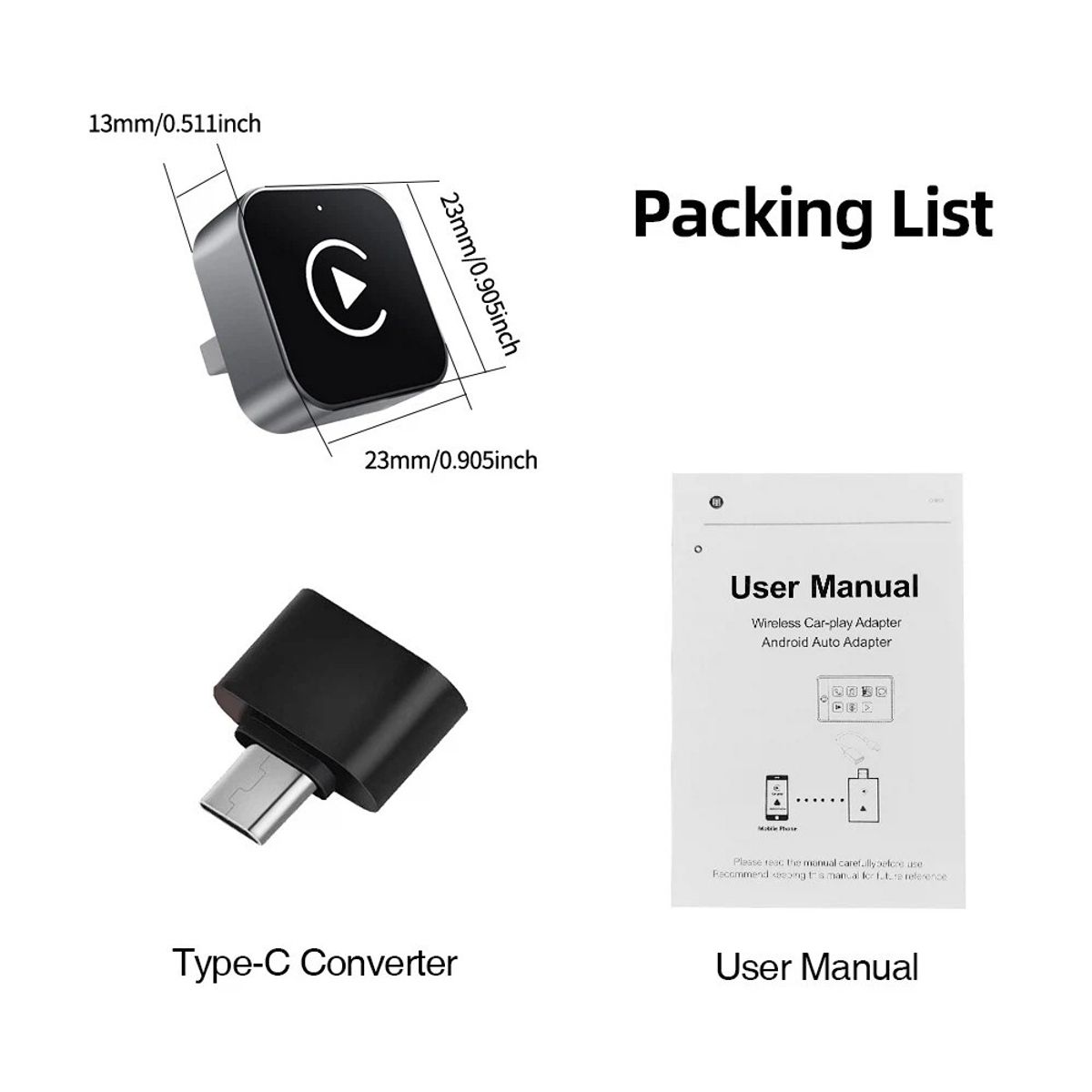 FURIAMOTOR - Carplay Adaptador Inalámbrico Android Auto Compatibilidad