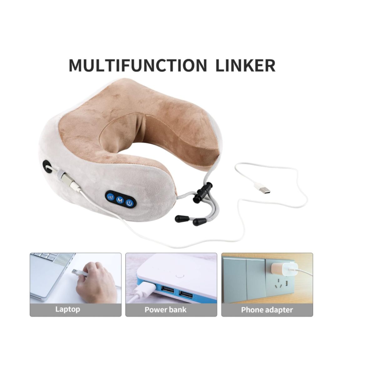 GENERICO - Almohada de Cuello Masajeadora Premium - Soporte 360°, Masaje Shiatsu y Vibración