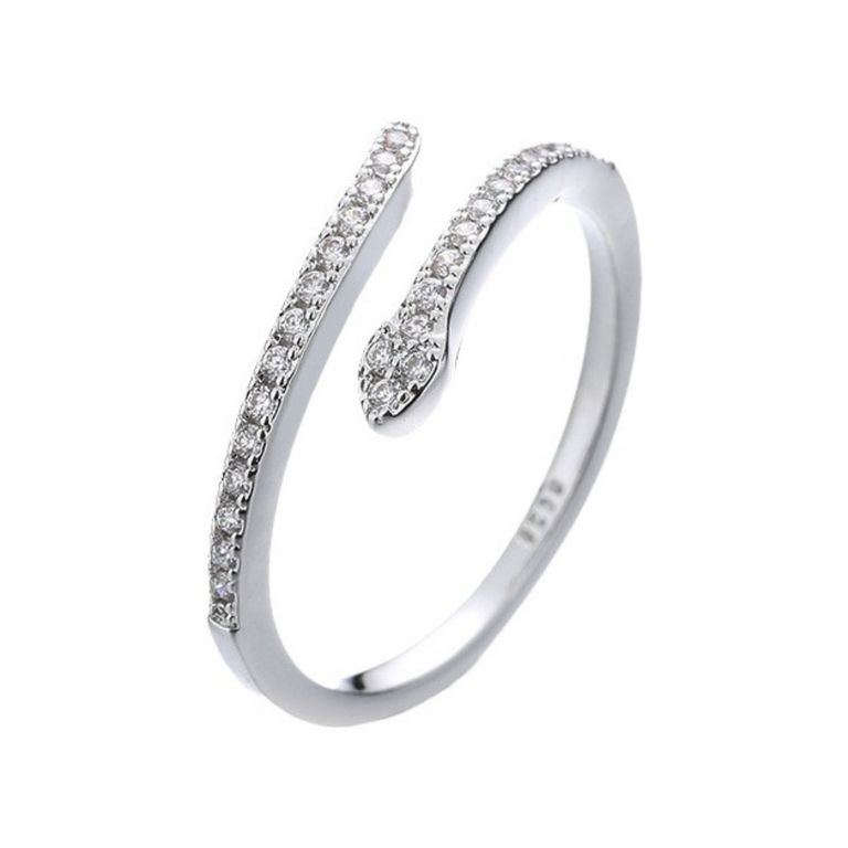 Anillo Plata 925 Serpiente Brillito Plateado TALLA UNICA