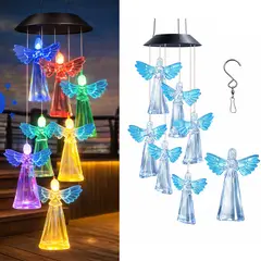 GENERICO - Luz Campana De Viento Colgante Led Solar Jardín Decorativa Ángel Orando