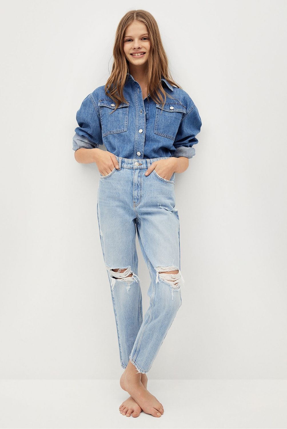 MANGO TEEN - Jeans Straight-Fit Rotos Decorativos