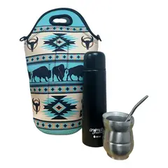 GENERICO - Pack Matero 4 en 1 / Bolso Matero + Mate + Bombilla + Termo