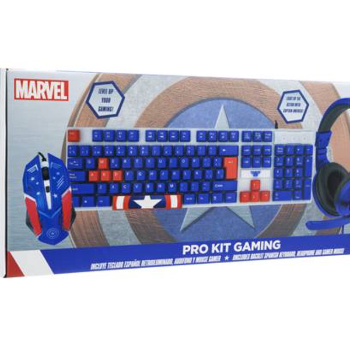 GENERICO - Kit Gamer Capitan Amarica 3 En 1 Teclado Audifonos Mouse