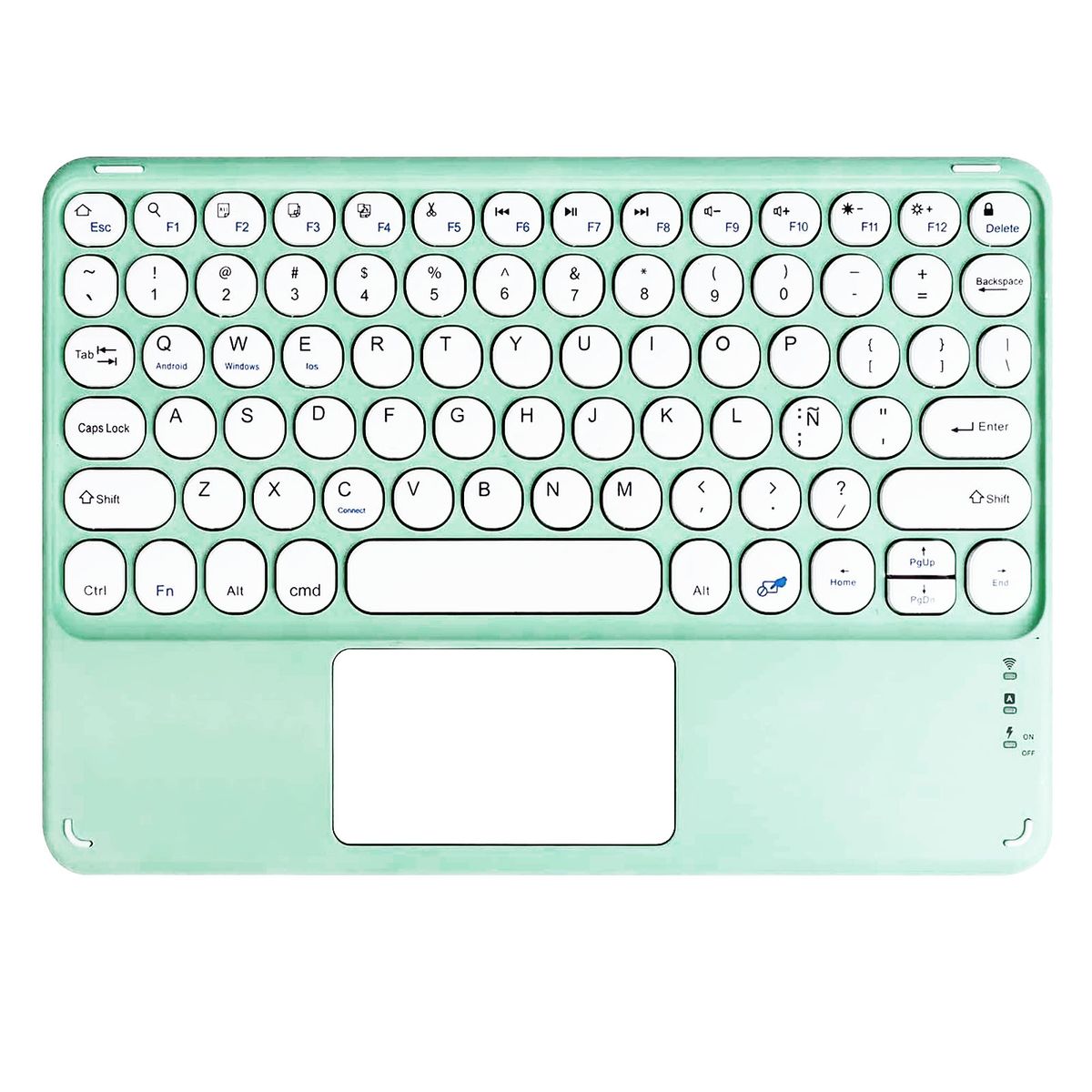 MOTOMO - Teclado Inalambrico Bluetooth Touchpad Español Ñ Recargable Turquesa