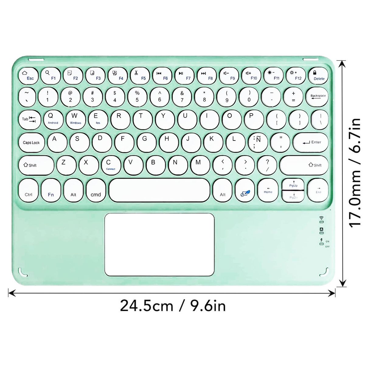 MOTOMO - Teclado Inalambrico Bluetooth Touchpad Español Ñ Recargable Turquesa