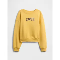 GAP - Polerón Niña Sin Gorro Sin Cierre Logo Crew Amarillo