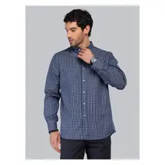 PIERO BUTTI - Camisa Cuadros Tailored Fit Azul Marino