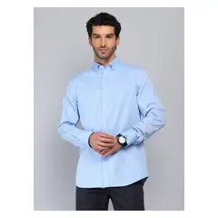 PIERO BUTTI - Camisa Texturada Tailored Fit Celeste