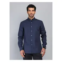 PIERO BUTTI - Camisa Texturada Tailored Fit Azul Marino