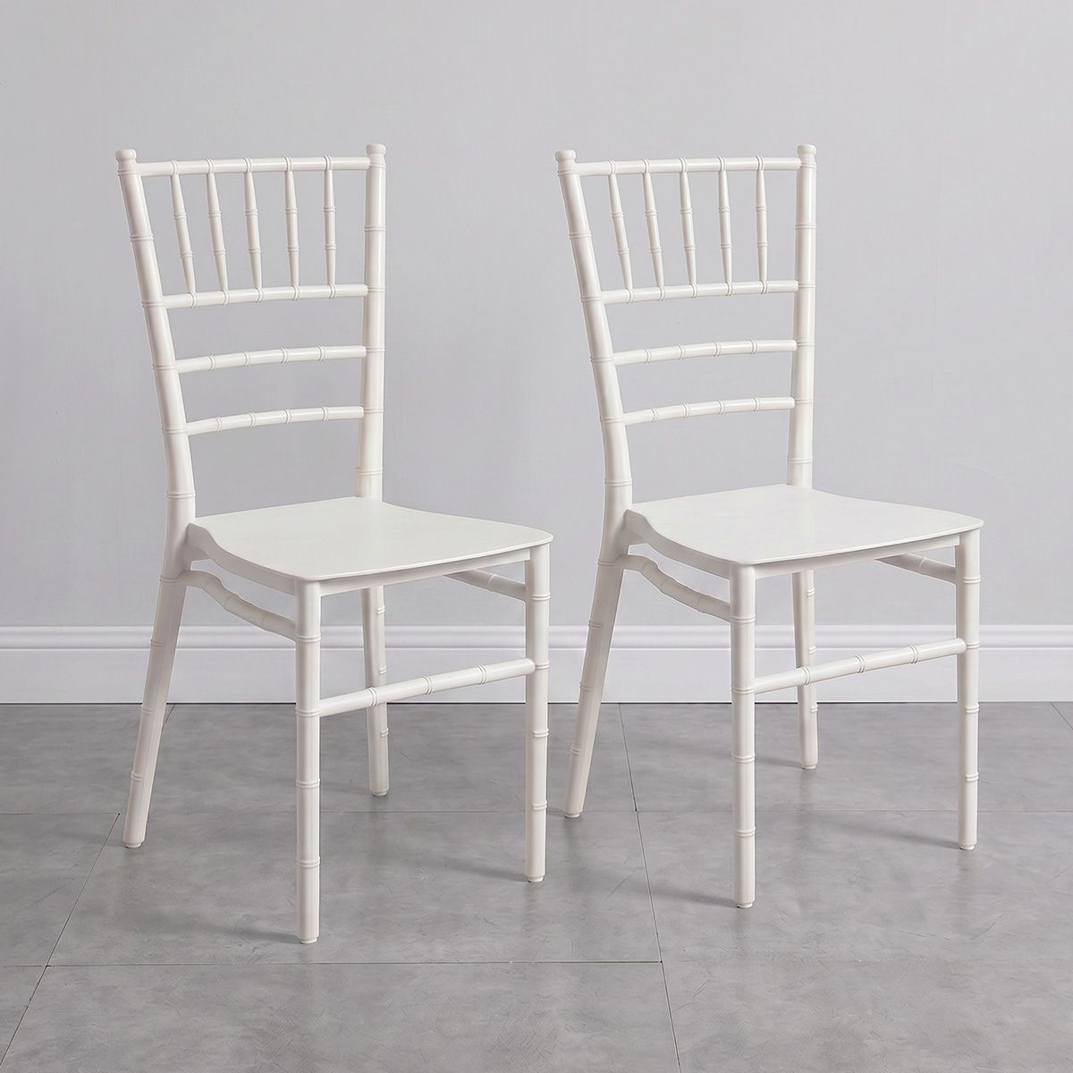VENHOOUSE - Pack 2 Sillas Comedor Eventos Apilable Polipropileno Blanca Chiavari