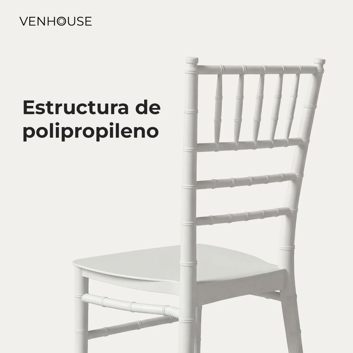 VENHOOUSE - Pack 2 Sillas Comedor Eventos Apilable Polipropileno Blanca Chiavari