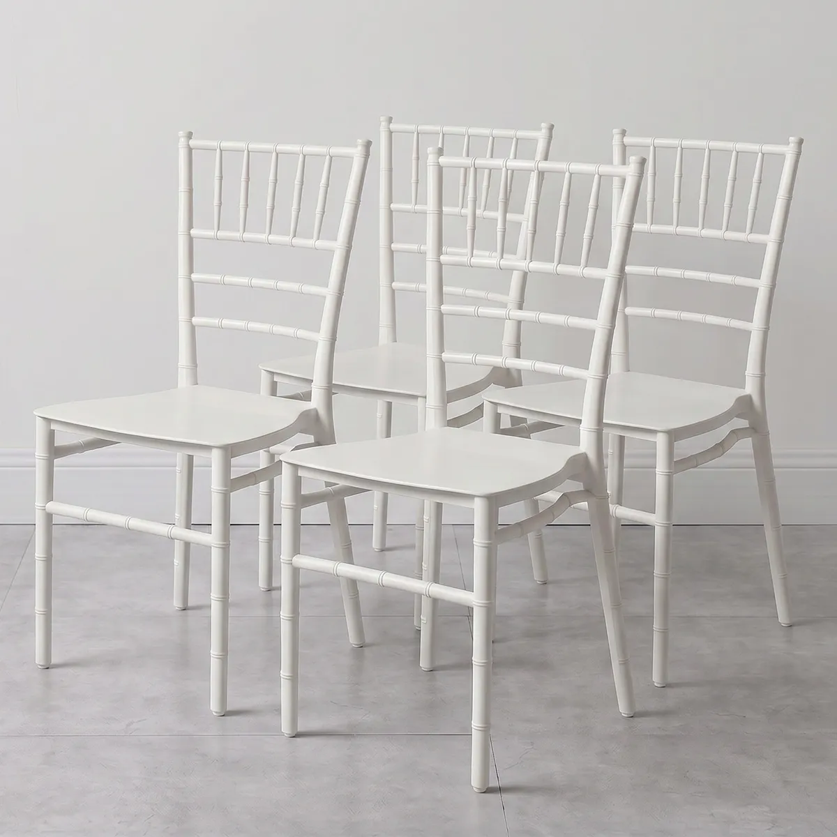 VENHOOUSE - Pack 4 Sillas Comedor Eventos Apilable Polipropileno Blanca Chiavari