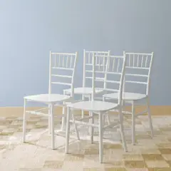 VENHOOUSE - Pack 4 Sillas Chiavari para Comedor Eventos Apilable Polipropileno Blanca