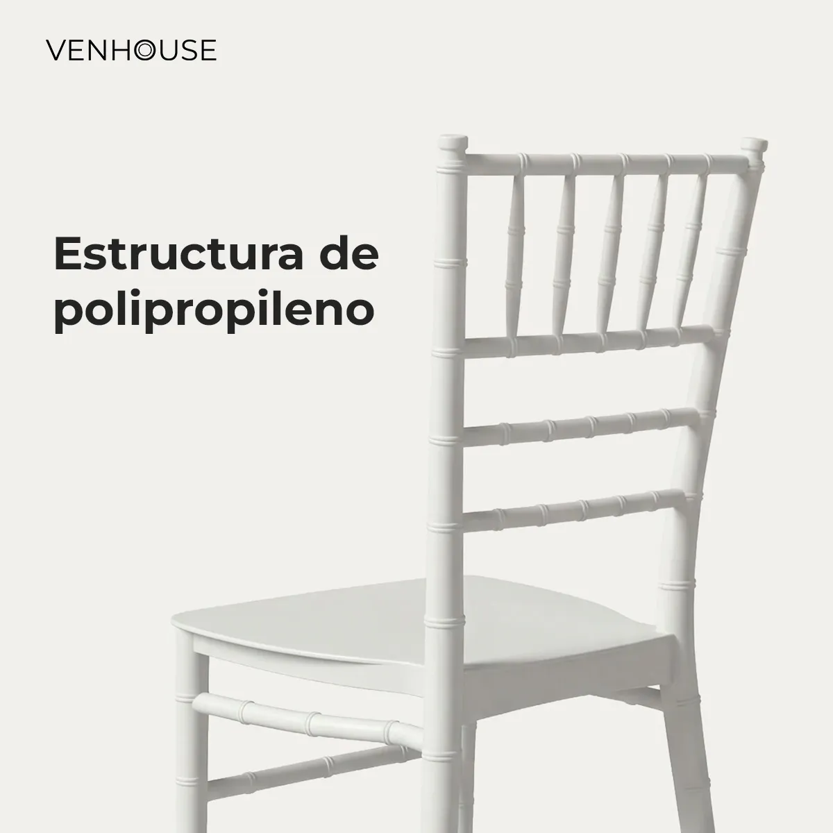 VENHOOUSE - Pack 4 Sillas Comedor Eventos Apilable Polipropileno Blanca Chiavari
