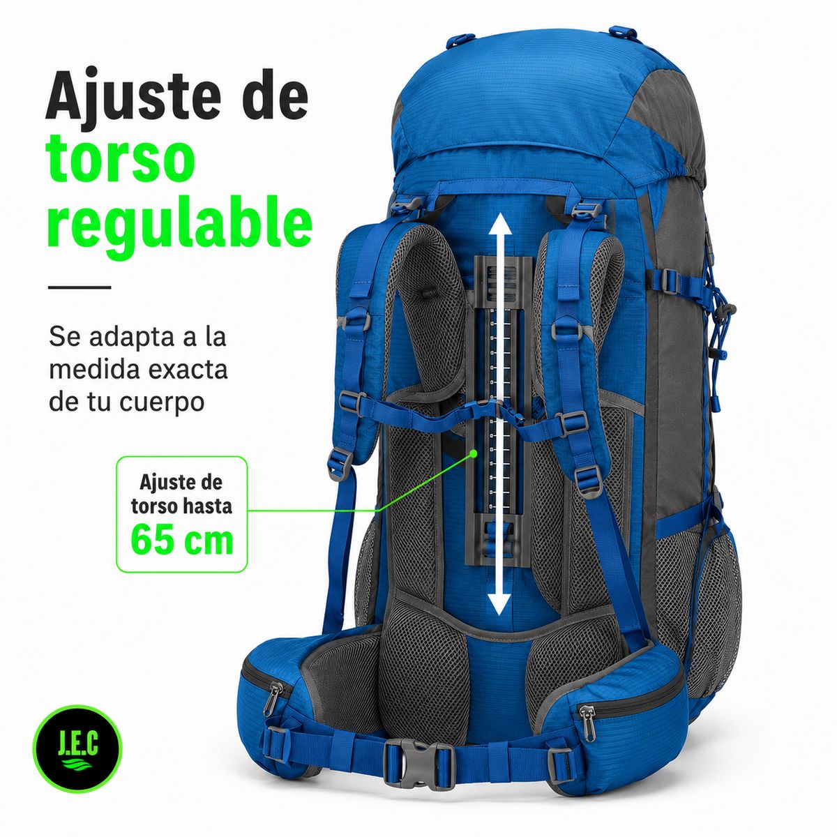 GENERICO - Mochila Trekking Tecnica 60L Ajuste Torso Regulable Impermeable