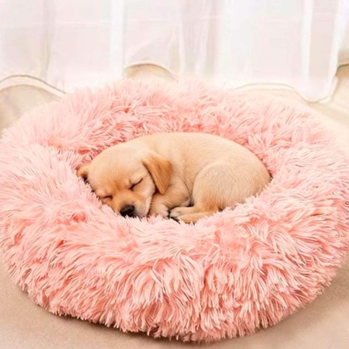 MASCO TODO - Cama Antiestrés Felpa para Mascotas Perros Gatos 60cm Rosado