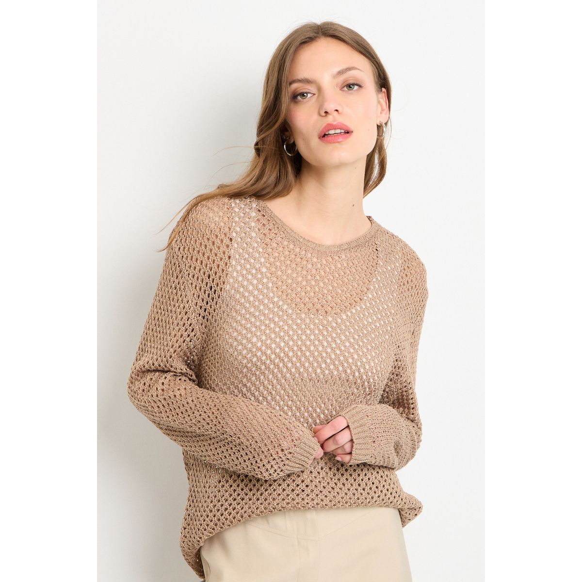 IO - Sweater Liso Mujer Beige Io